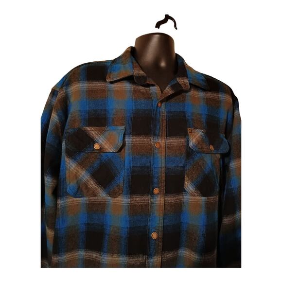 Polar King Heavy Flannel Snap Blue Black Plaid Mens Shirt Size XLR Excellent Con - Picture 4 of 9